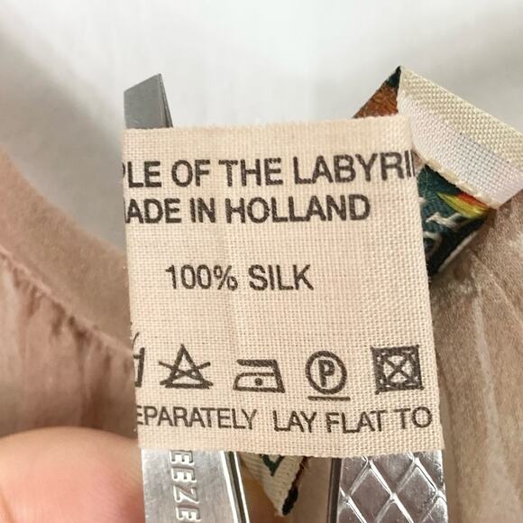 Nwot THE PEOPLE OF THE LABYRINTHS Dress M Silk Sheer Watercolor Embroidery ALine - Picture 5 of 16